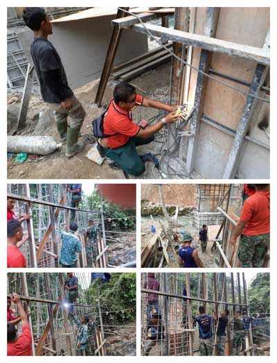 Dansatgas TMMD Ke-106 Pimpin Pengecoran Jembatan Sungai Bah Bolon