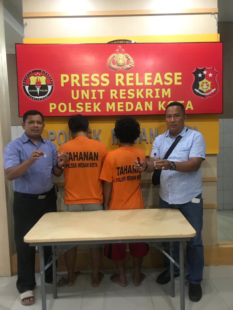 Pegasus Polsek Medan Kota Bekuk 2 Pengedar Narkotika, BB 8 Paket Kecil Shabu