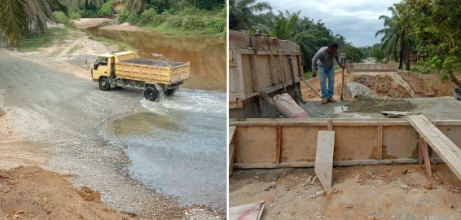 Masyarakat Desa Sei Litur Kecewa Bangunan Jembatan Hanya PondasiÂ 