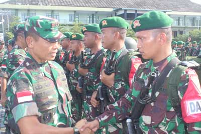 Pangdam XII/TprÂ  Pimpin Upacara Penerimaan Dan Pemberangkatan Satgas Pamtas Yonif 133/Yudha Sakti  Â 