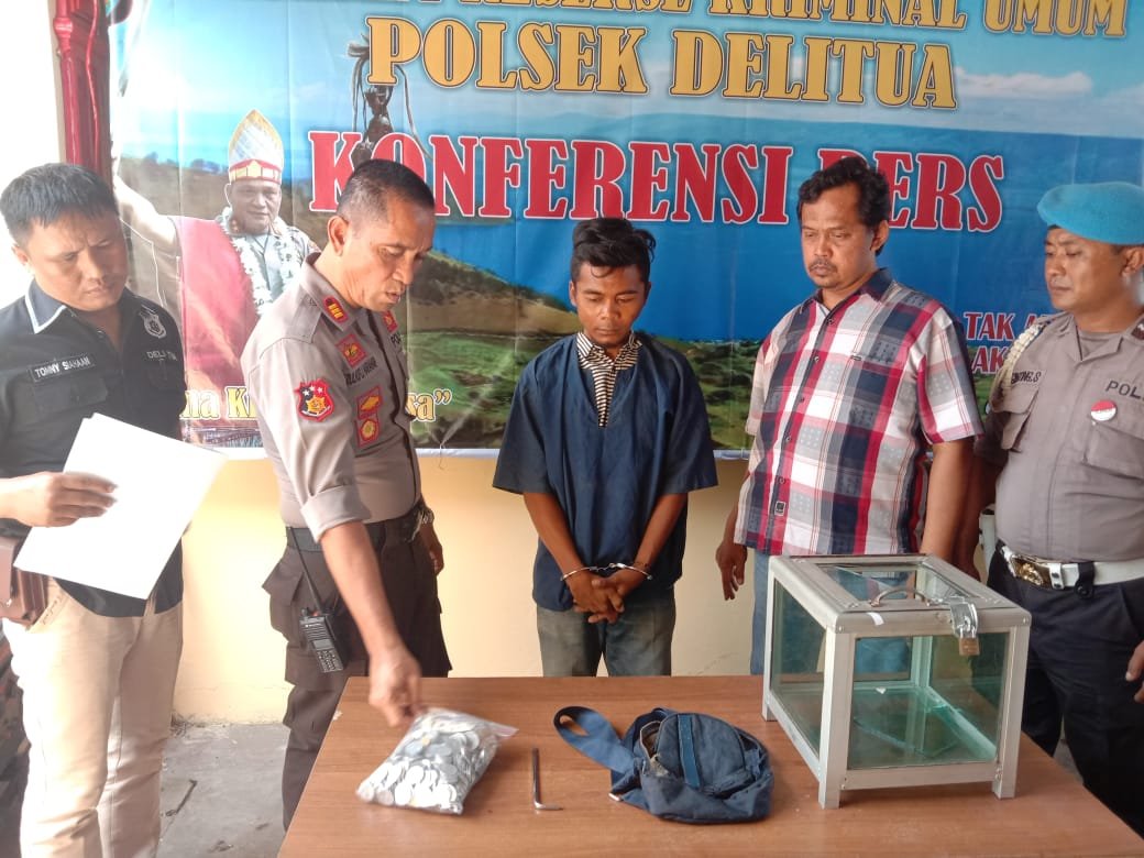 Polsek Delitua Ringkus Ayah Beranak Satu Pencuri Kotak Infak