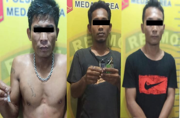 Polsek Medan Area Ringkus 3 Warga Bromo Sedang Pesta Shabu