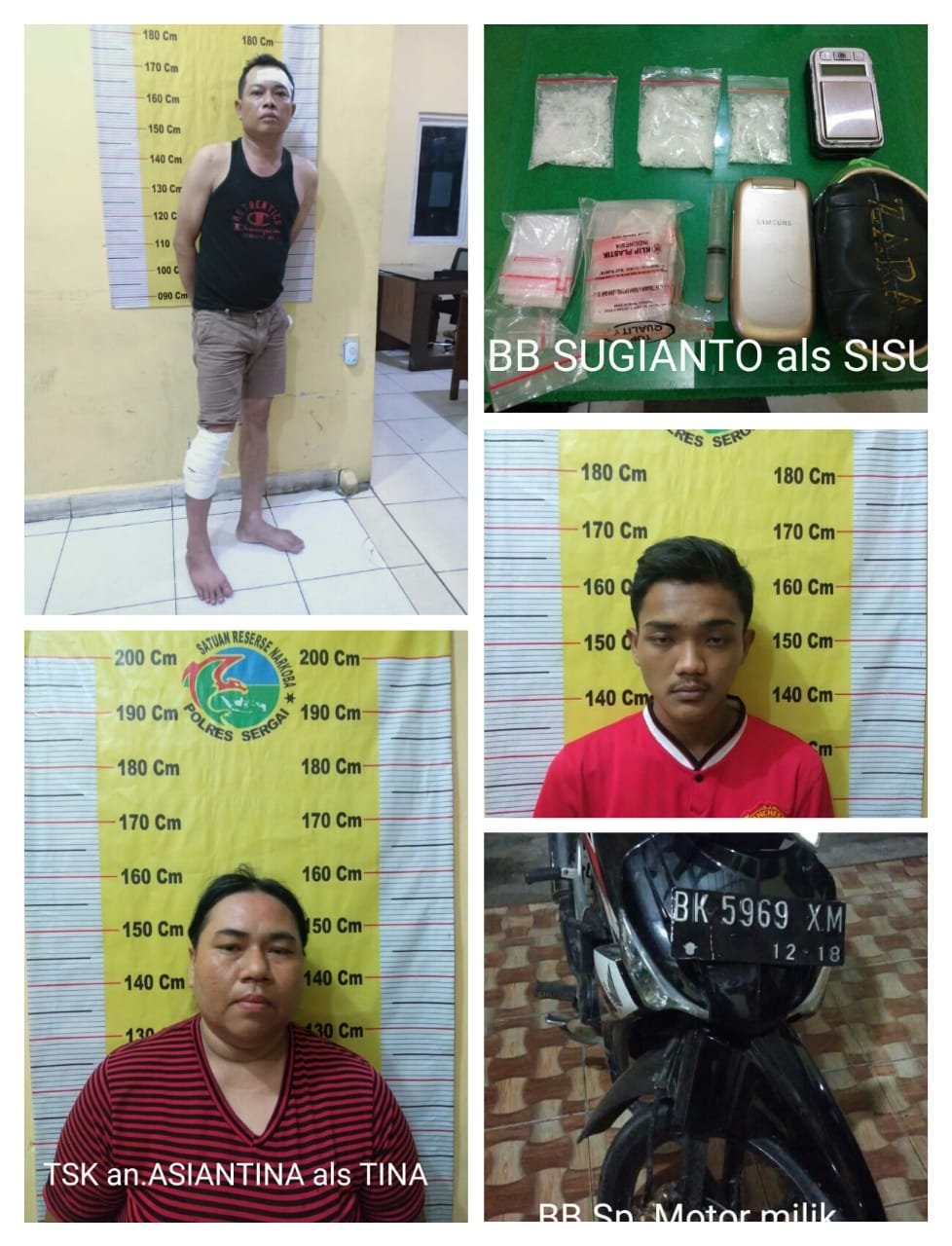 Polres Sergai Ungkap Jaringan Narkotika, 1 dari 3 Pelaku Ditembak, BB Shabu 22,37 Gram Diamankan