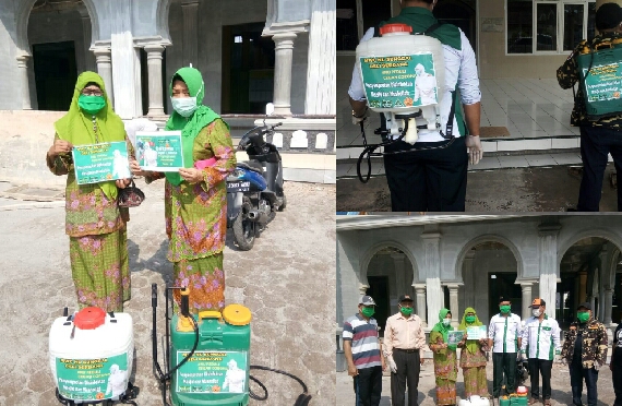Cegah Covid 19, MWC NU Sunggal dan Banom Semprot Disinfektan Masjid-Musholla