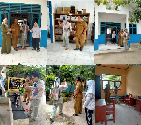 Cegah Virus Corona, SDN 105346 Aras Kabu Semprot Disinfektan ke Sejumlah Ruangan