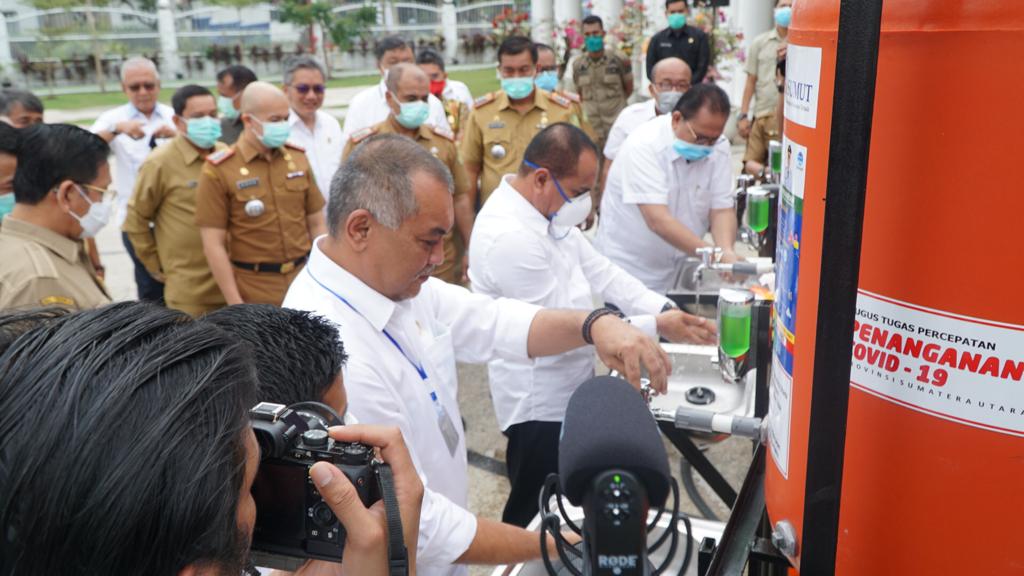 Cegah Covid-19, Bank Sumut Bantu Tangki Air untuk Cuci Tangan ke-21 Kecamatan