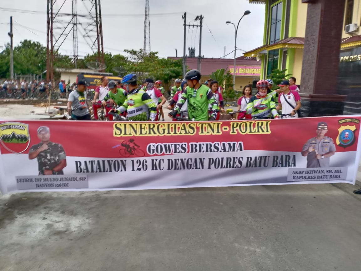 Gowes di Polres Batubara Tingkatkan Sinergisitas TNI - Polri