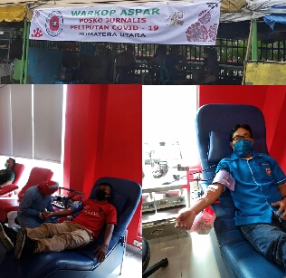 Medan Jurnalis Club dan KNPI Sumut Donor Darah