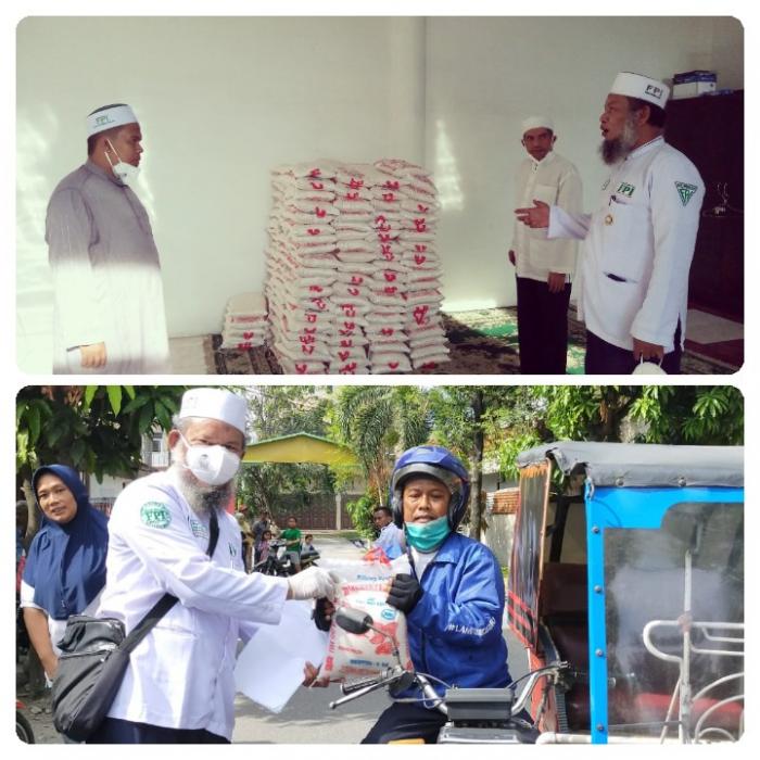 FPI Sumut Salurkan Bantuan 550 Karung Beras, Untuk Warga Kurang Mampu Terdampak Covid 19