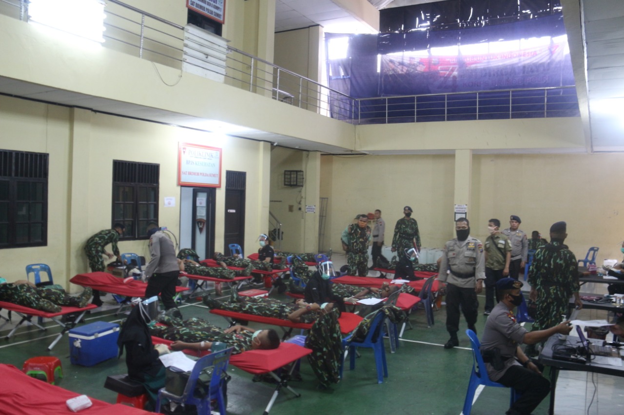 Sinergitas Polri Kepada PMI, Sat Brimob Poldasu Gelar Donor Darah