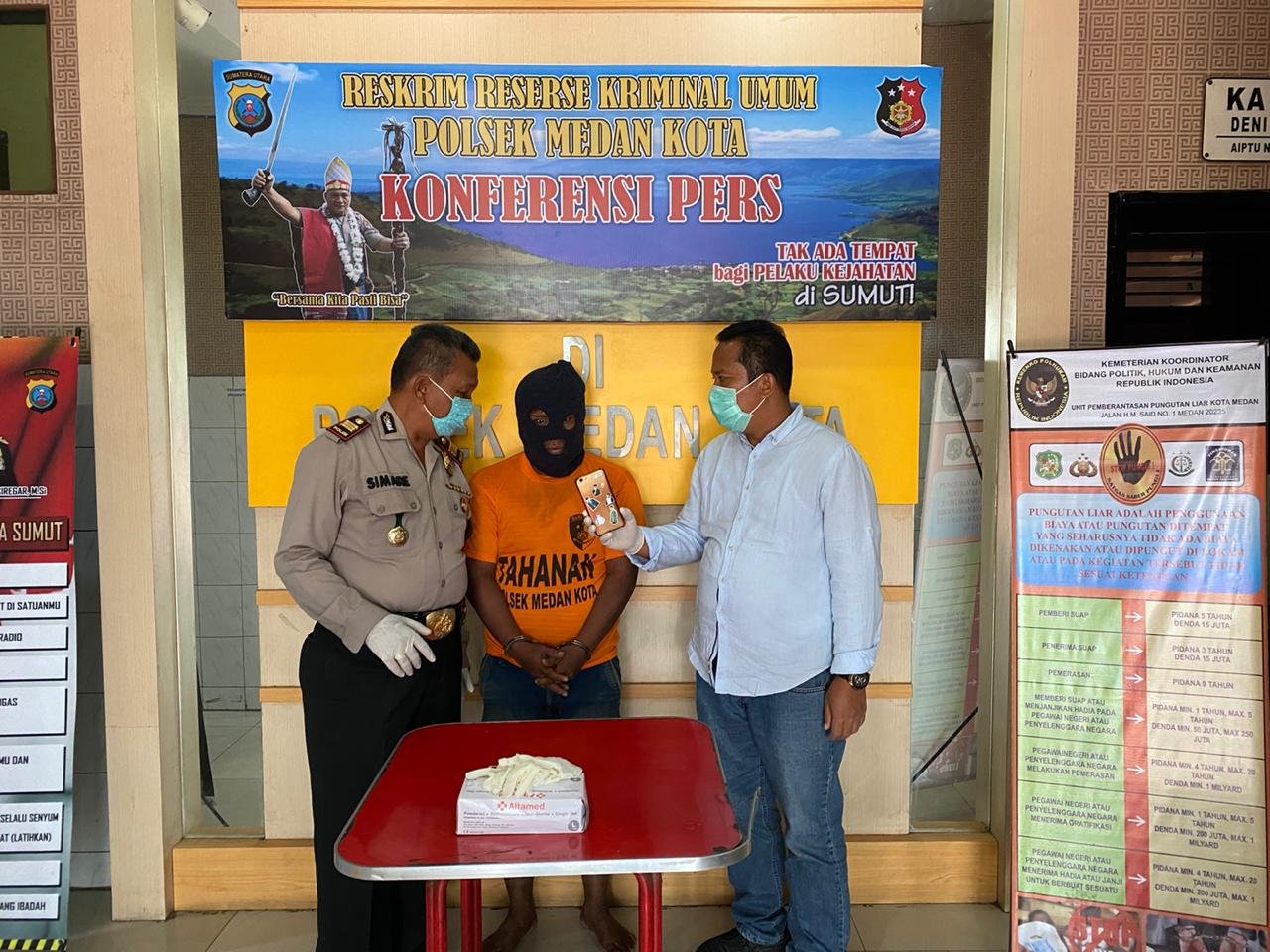 Tekab Polsek Medan Kota Amankan Penadah HP Curian di Mess Pemkab Asahan