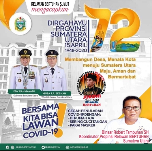 Selamat HUT Ke 72 Tahun Pemprovsu, Masyarakat Harus Dukung Program Edy-Ijeck