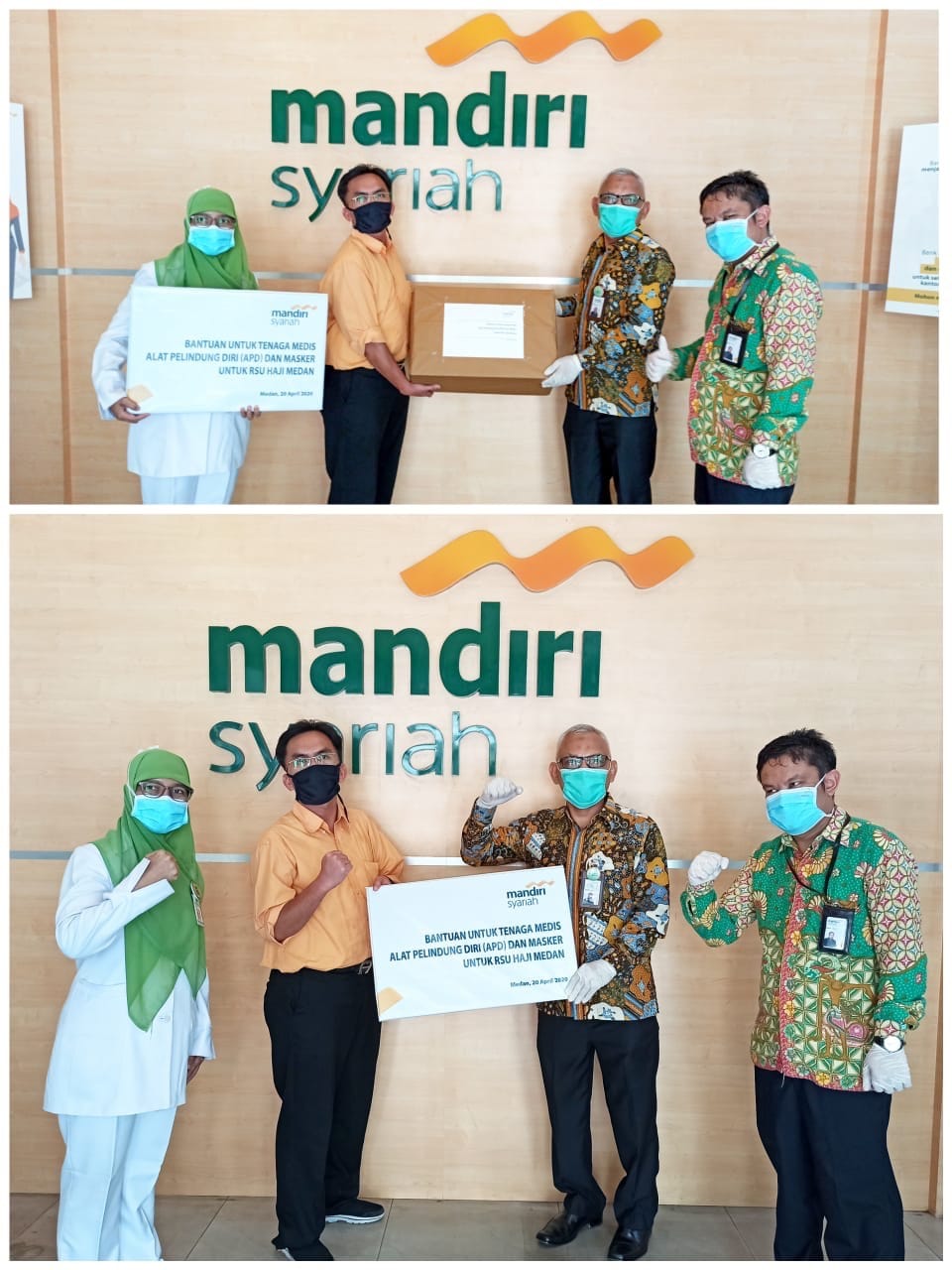 Bank Mandiri Syariah Region I Medan Serahkan 115 APD dan 115 Masker kepada RS Rujukan Covid-19 di Kota Medan