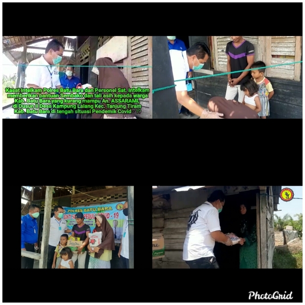 Fery Kusnadi SH, Kasat Intelkam Polres Batu Bara Mewakili Kapolres Bagikan Sembako Kepada Warga