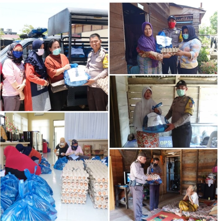 Perduli Kaum Dhuafa, Cabang Bhayangkari Tanjung Balai Berikan Sembako Kepada Warga Kurang Mampu