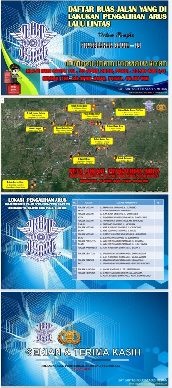 Mengurai Lalulintas di Malam Hari Hingga Pagi, Satlantas Polrestabes Medan Rekayasa Lalin Cegah Covid-19