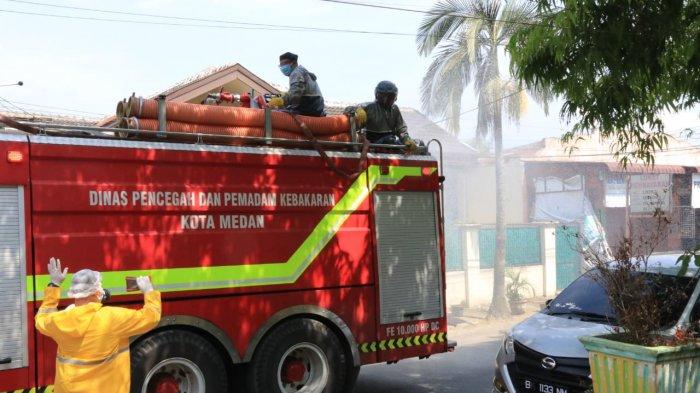 Masuk Zona Merah, 9 Kelurahan di Medan Tuntungan Disemprot Disinfektan