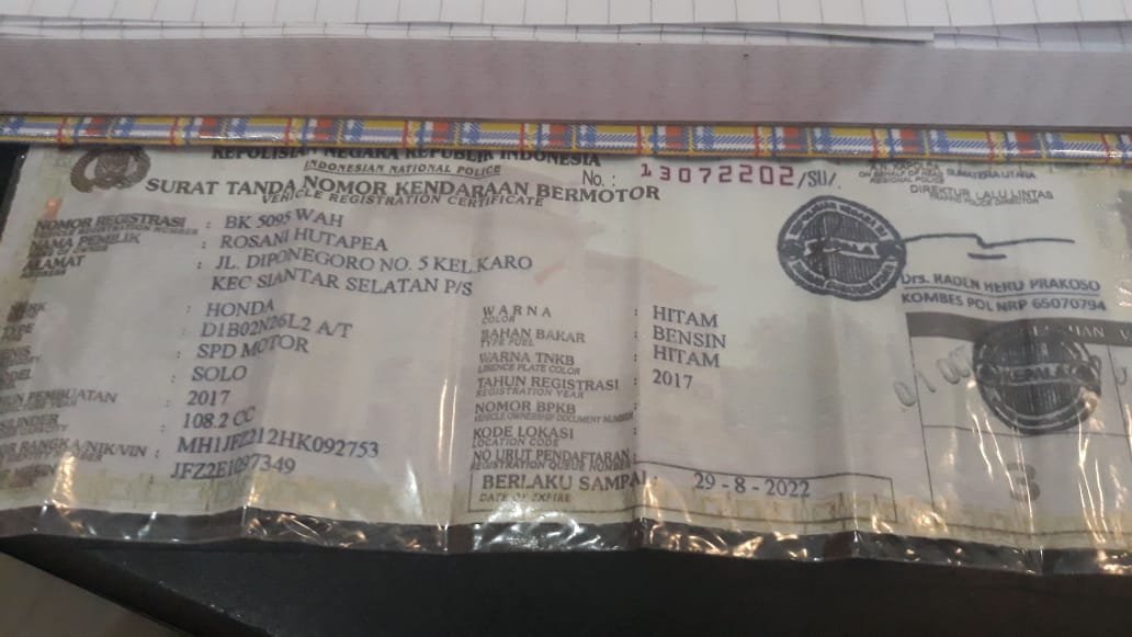 Hilang Saat Parkir, Bagi Yang Menemukan Sepeda Motor Beat Sweter BK 5095 WAH Diberi Hadiah Rp 5 Juta