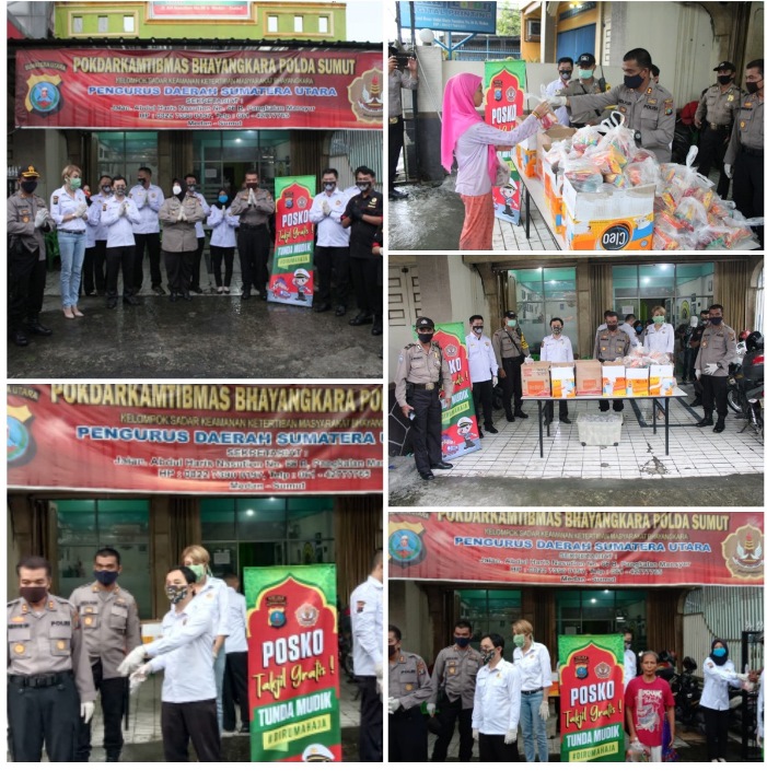 Pokdar Kamtibmas Bhayangkara Poldasu Dirikan Posko dan Berbagi Takjil Gratis
