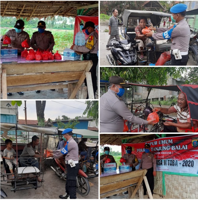 Nasi Bungkus Dapur Umum Polsek Datuk Bandar Berbagi dengan Warga Terdampak Covid-19