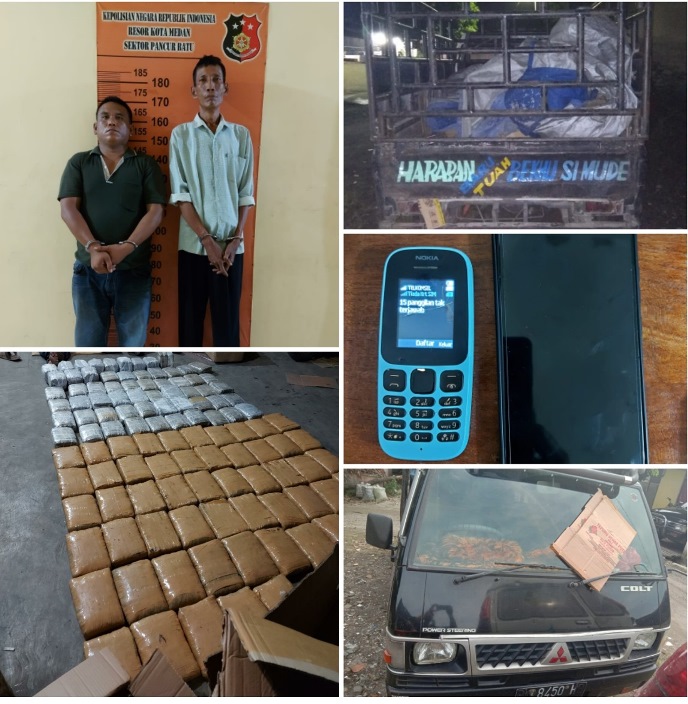 Polsek Pancurbatu Gagalkan Peredaran Narkotika, 2 Kurir dan 114 Bal Daun Ganja Diamankan