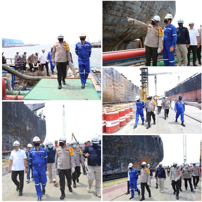 Kapolda Sumut Tinjau Lokasi Kebakaran Kapal Tanker MT Jag Leela di Belawan