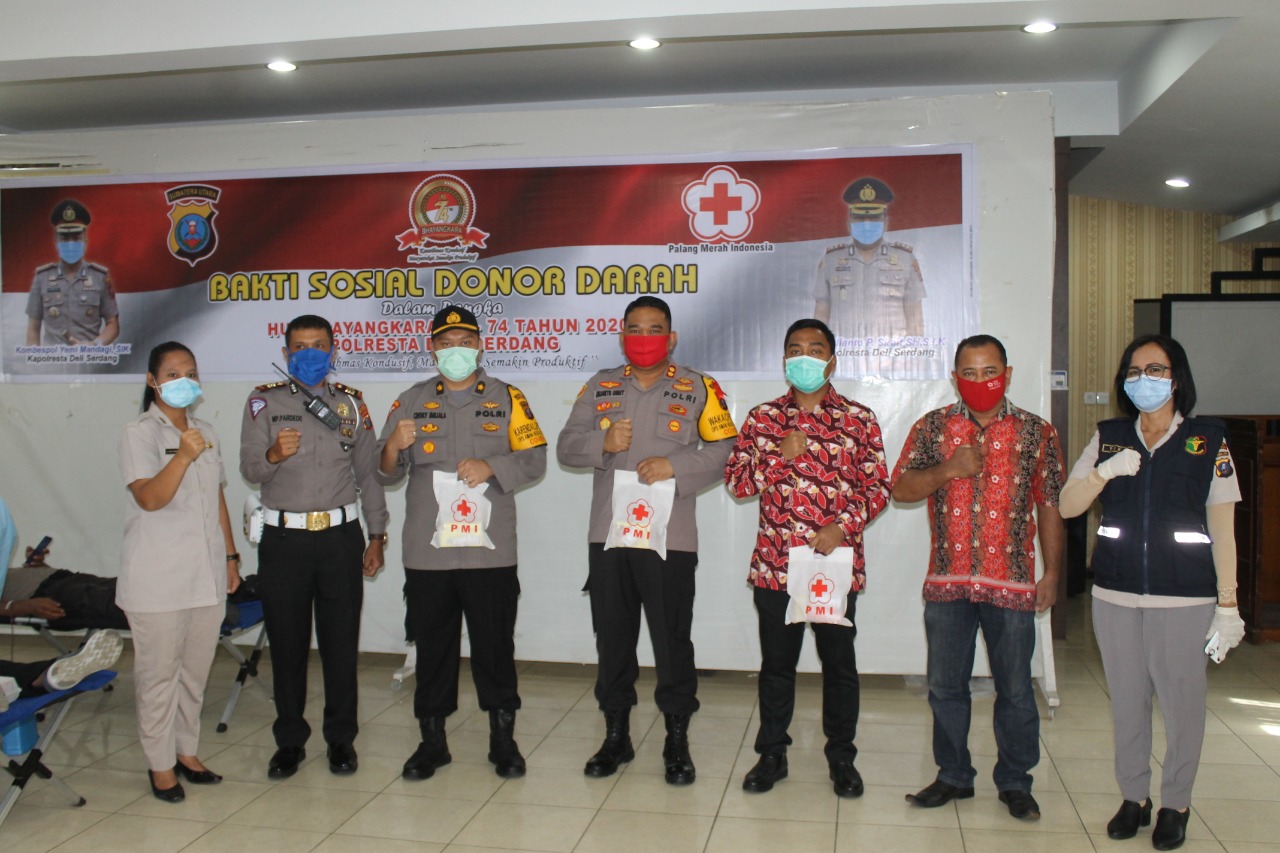 Polresta Deli Serdang Gelar Bakti Sosial Donor Darah Dalam Rangka HUT Bhayangkara Ke 74