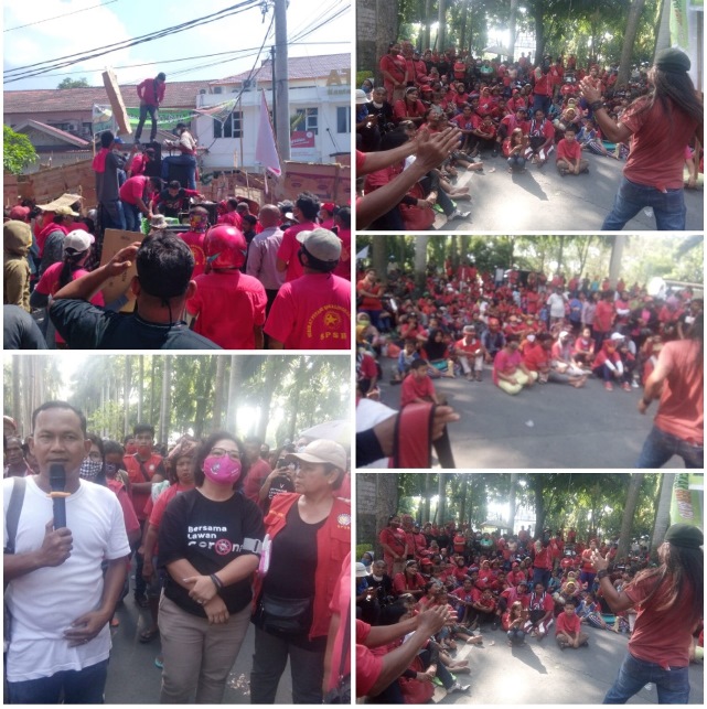 Dinilai Tidak Berpihak, Ratusan Masyarakat Berkostum Merah Geruduk Kantor Bupati Deli Serdang