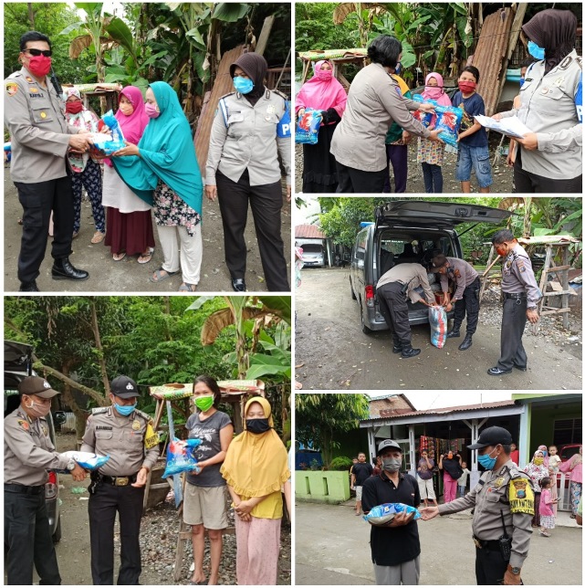 Sambut Hari Bhayangkara Ke 74, Polsek Medan Helvetia Berbagi Sembako Kepada Warga yang Berhak