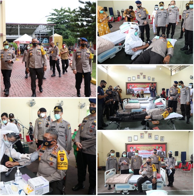 Sambut HUT Bhayangkara ke 74, Kapolda Sumut Ikut Berpartisipasi Donorkan Darah