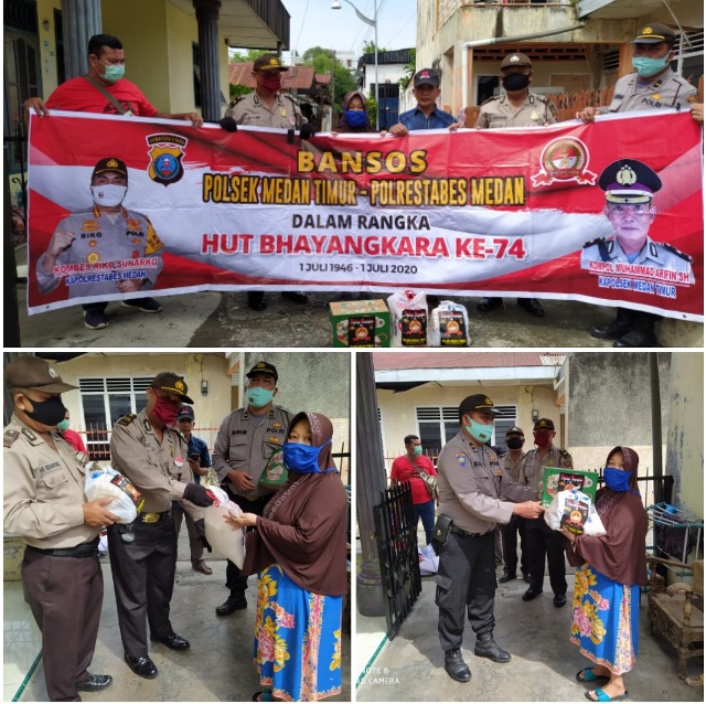 Dalam Rangka HUT Bhayangkara ke 74, Polsek Medan TimurÂ Jumat Barokah Perduli Warga