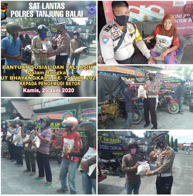 Peduli Masyarakat Terdampak Covid-19, Polres Tanjung Balai Berbagi Kasih Menyambut HUT Bhayangkara ke-74