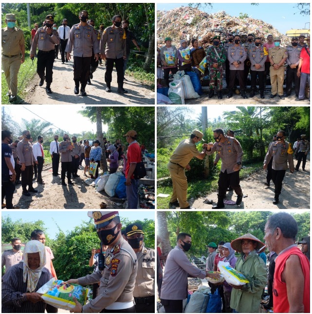 Kapolres Tanjung Balai Berbagi Kasih Kepada Pemulung Disekitar TPA Kota Tanjung Balai