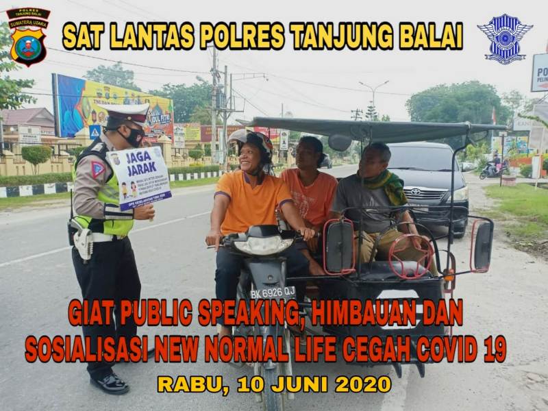 Satlantas Polres Tanjungbalai Giat Himbau & Sosialisasi Menjelang New2 Normal Life