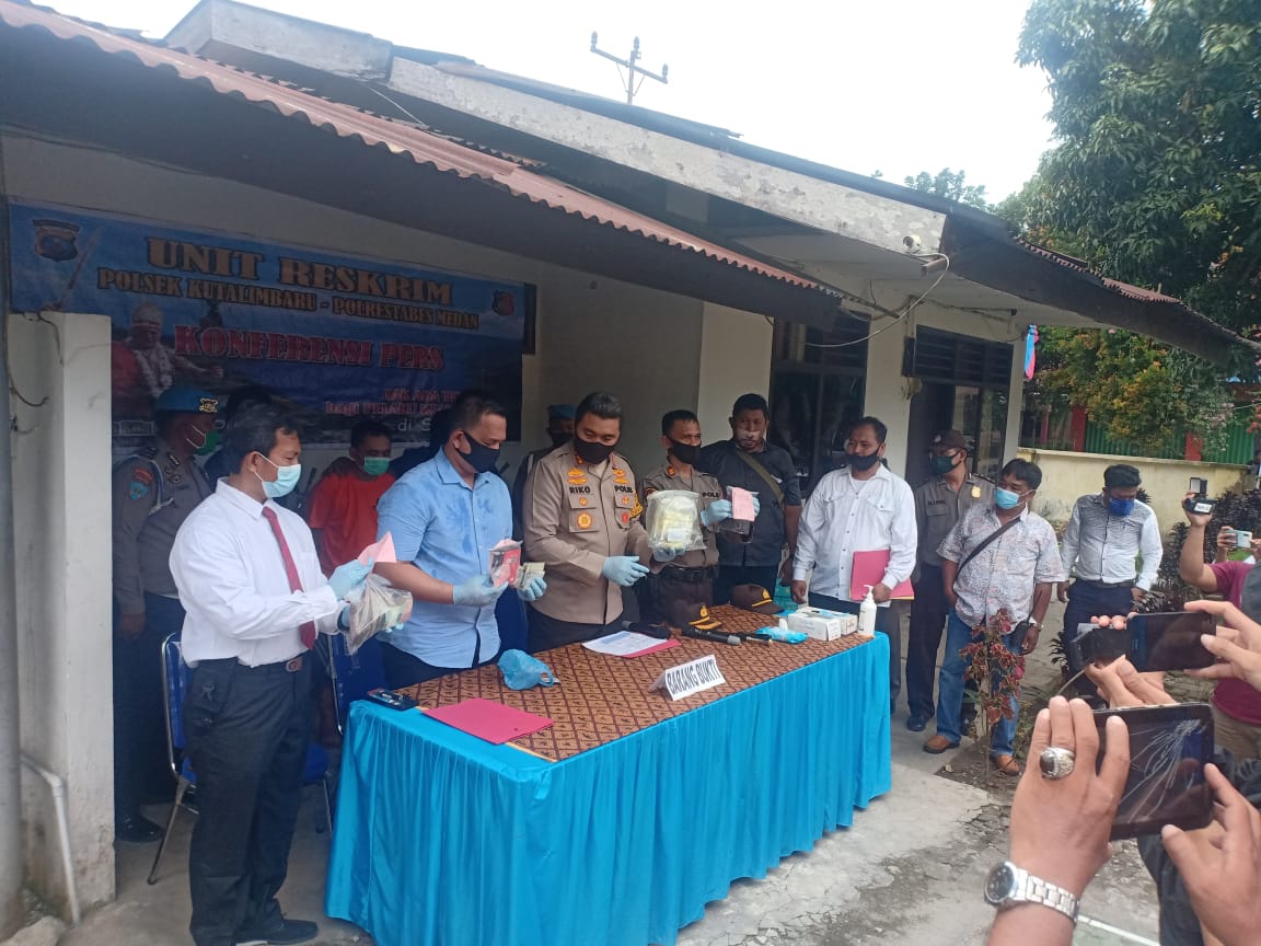 Reskrim Kutalimbaru Paparkan Pengungkapan Peredaran Jaringan Narkotika, Supriadi Berikut Barang bukti 1 Kg Shabu Diamankan