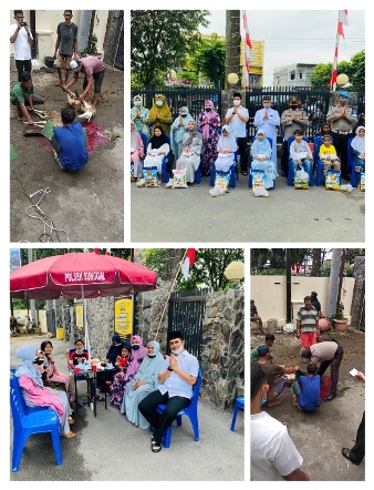 Polsek Sunggal Polrestabes Medan Qurban 2 Ekor Sapi & 2 Ekor Domba