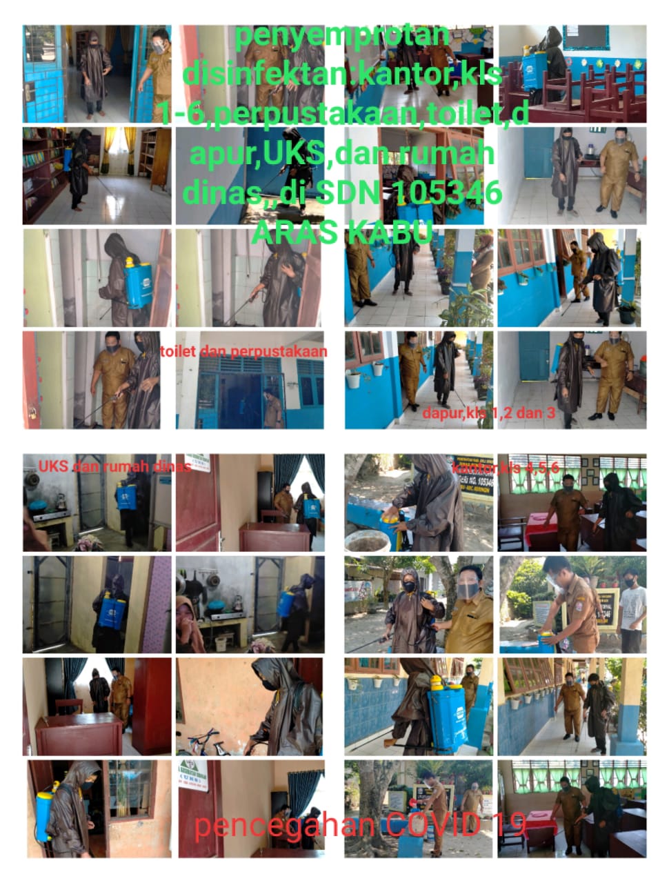 SDN 105346 Semprot Disinfektan Semua Ruangan, Kepsek : Antisipasi Penyebaran Virus Covid19