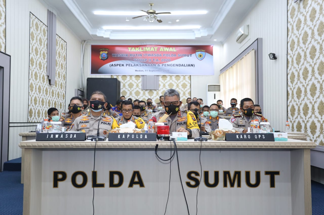 Kapolda Sumut Buka Taklimat Awal Wasrik Rutin Itwasda Polda Sumut Tahap II tahun 2020