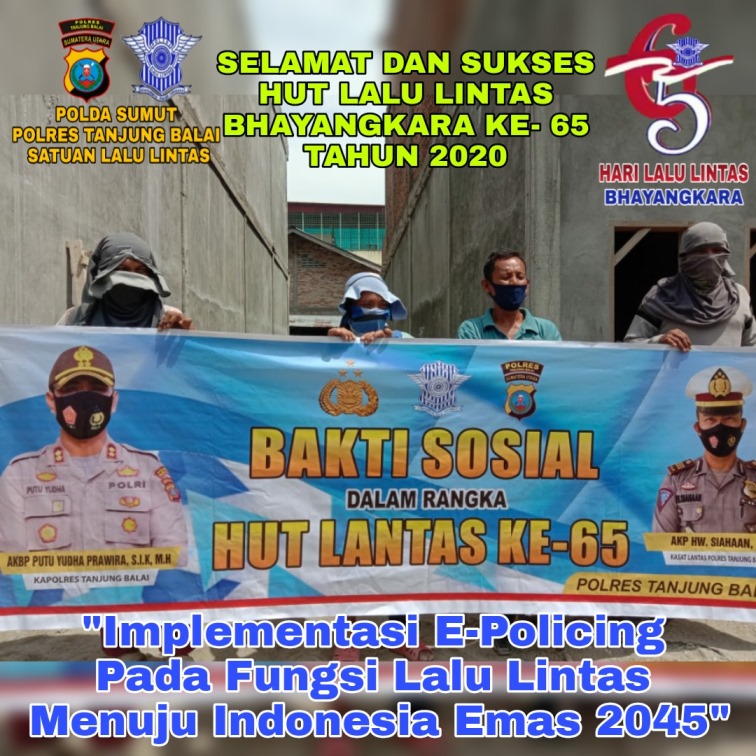 HUT Polantas Ke-65 Tahun, Sat Lantas Polres Tanjung Balai Gelar Bhakti Sosial kepada Komunitas Pekerja Bangunan