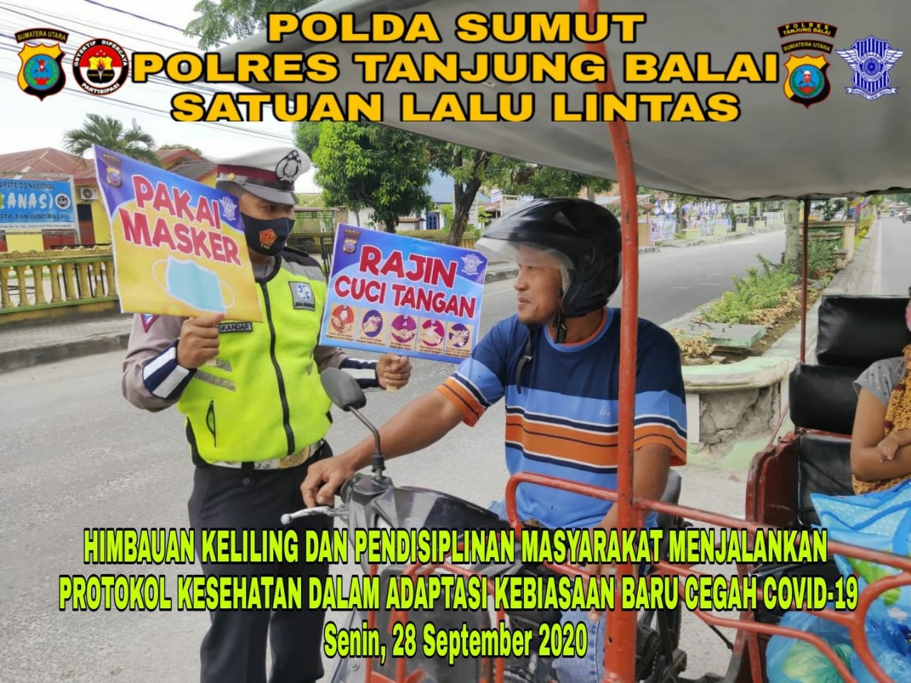 Satlantas Polres Tanjung Balai Tingkatkan Penerangan Disiplin dan Hukum Prokes