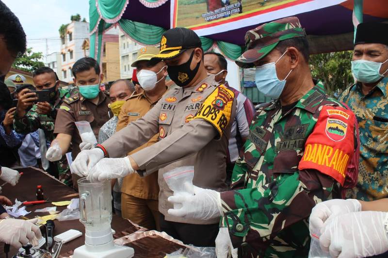 Polres Labuhanbatu Musnahkan Ratusan Gram BB Narkotika Jenis Shabu