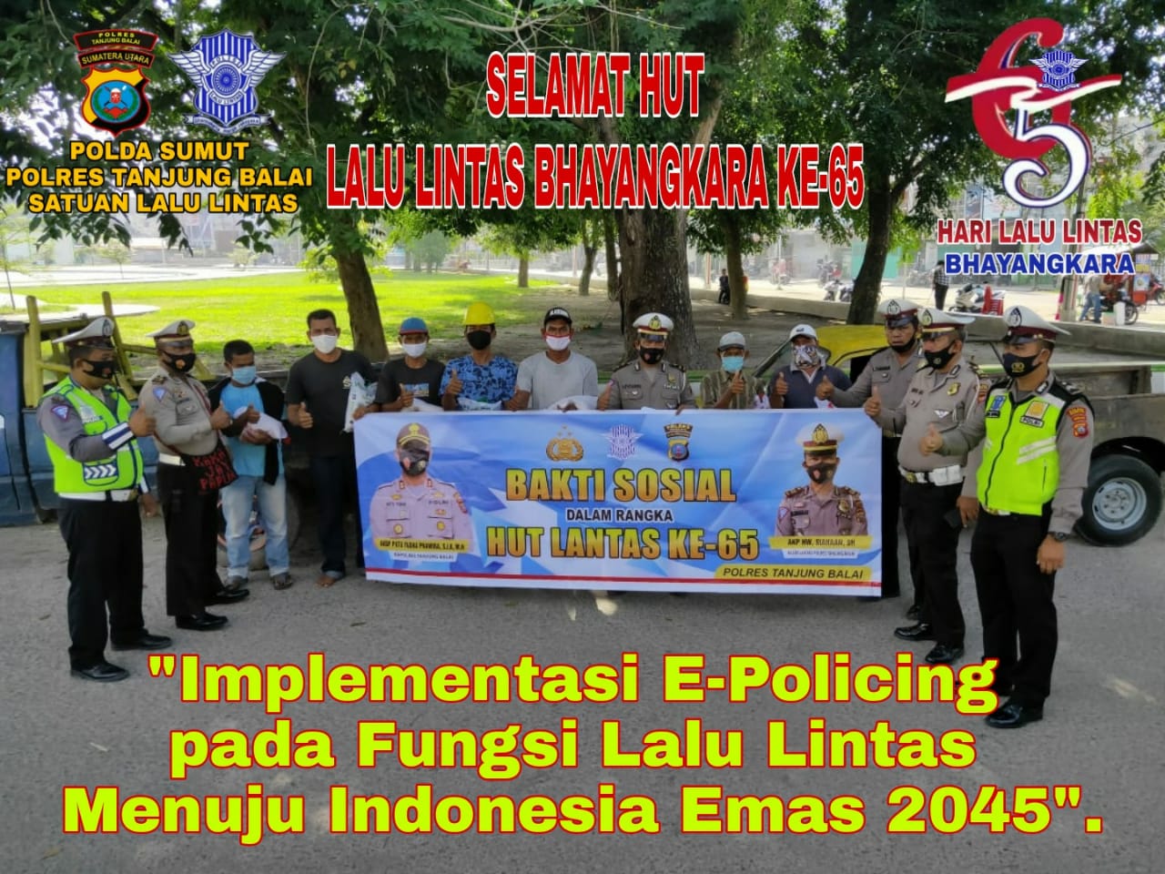 Rangkaian HUT Polantas Ke 65, Polantas Polres Tanjung Balai Bagikan Sembako