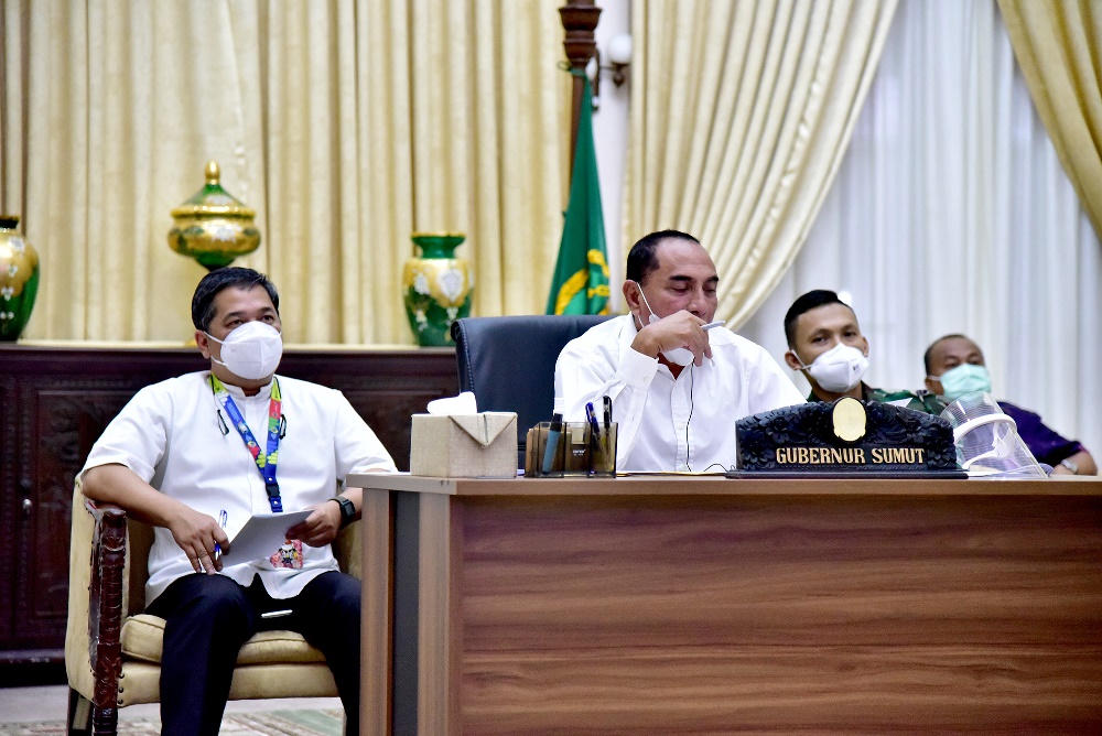 Edy Rahmayadi Sampaikan Perkembangan,Â   Covid-19 di Sumut ke Menko Marves Luhut