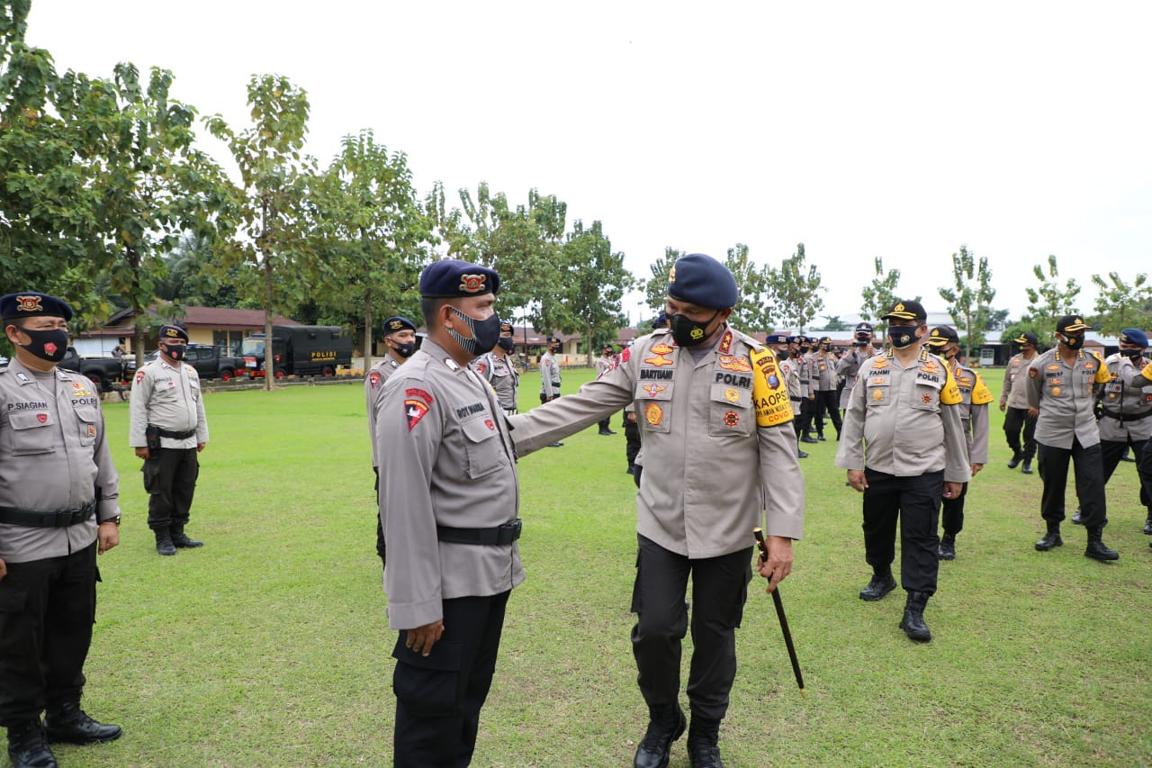 Kapolda Sumut Pimpin Apel Pemberangkatan Personel Sat Brimob Polda Sumut BKO Polda Metro Jaya