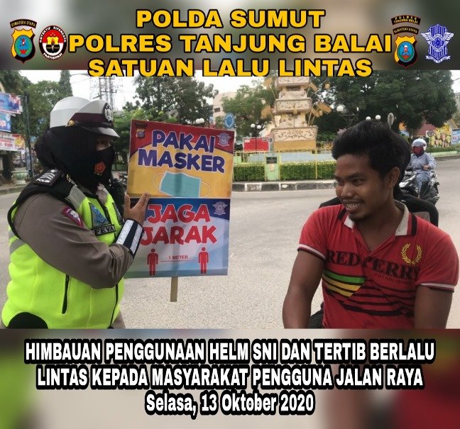 Satlantas Polres Tanjung Balai Ajak Masyarakat Mencegah Virus Covid-19 Melalui Public Speaking