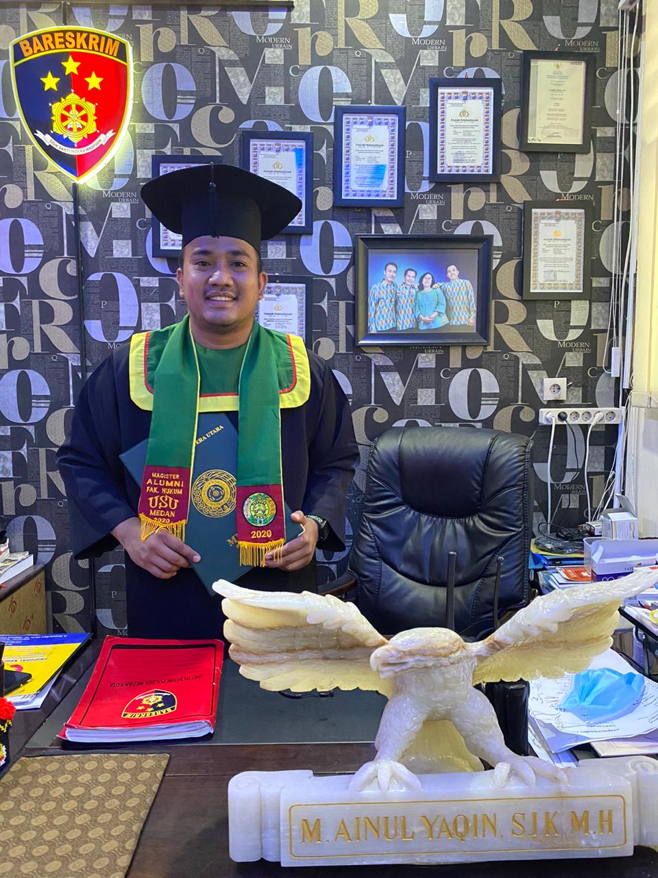 Kanit Reskrim Polsek Medan Kota Alumni USU Iptu Ainul Yaqin SIK Raih S2