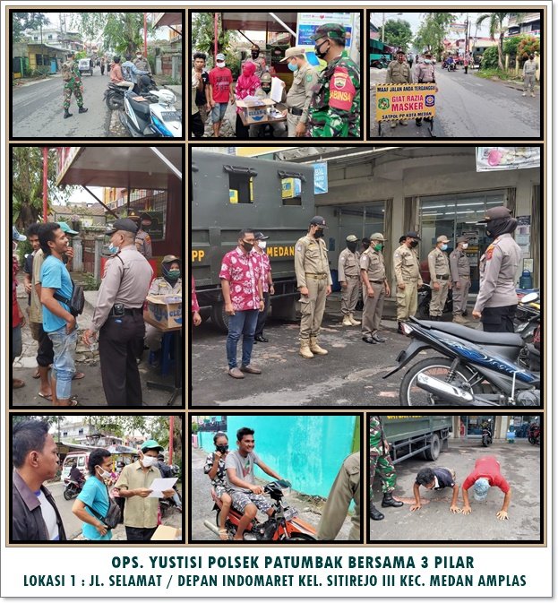 Polsek Patumbak Gelar Operasi Yustisi dan Bagi Masker
