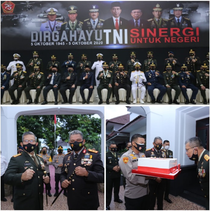Kapolda Sumut Hadiri Upacara Peringatan HUT TNI ke 75 Tahun 2020 Secara Virtual
