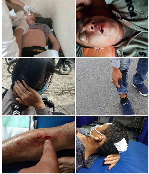 Puluhan Polisi Terluka Amankan Demo di Sumut