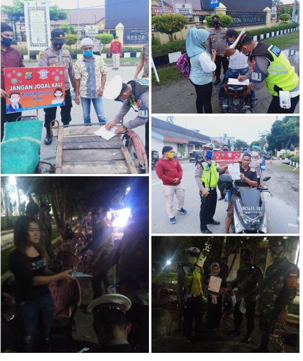 Mendisiplinkan Warga Mematuhi Prokes Cegah Covid-19, Polres Tanjung Balai Bersama TNI dan Pemko Gelar Ops Yustisi